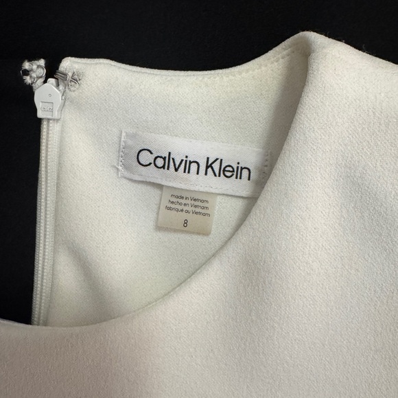 CALVIN KLEIN BLACK WHITE COLORBLOCK SHEATH BUSINESS CAREER DRESS SZ 8 - Picture 5 of 5